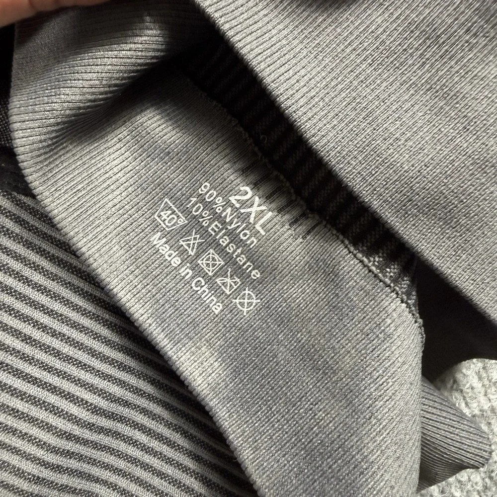 Gray Seamless‎ Sports Bra Ribbed Band Compression Activewear Crop Top Size 2X